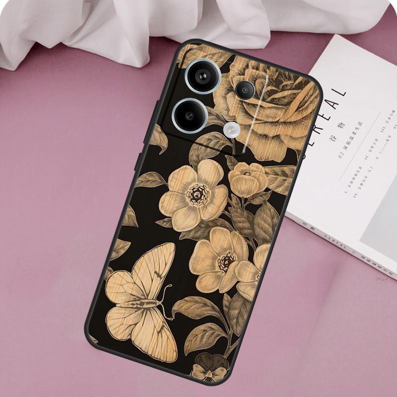 Tree Flower Bamboo Wood Case For Xiaomi Redmi Note 13 Pro 14 12 11 10 9 11S 12S Redmi 15 14C 10C 12C 13C 15C Cover