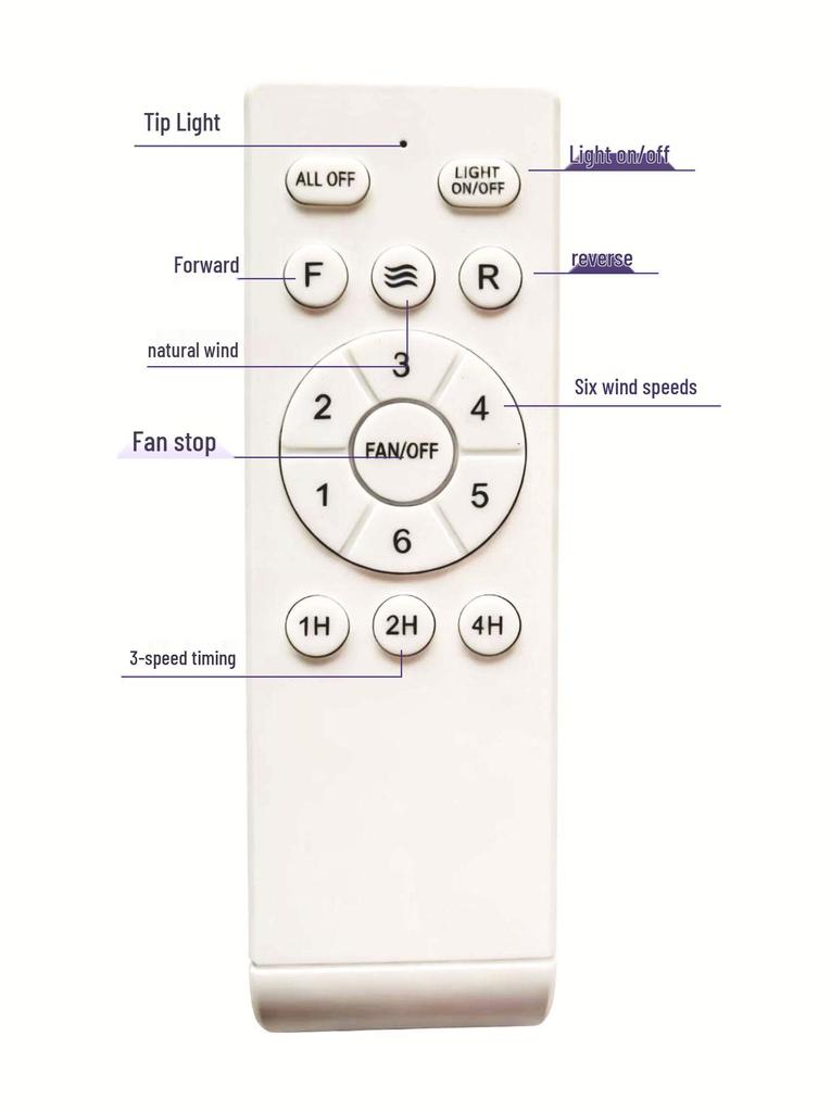 35W Six-Speed Adjustable Household Ceiling Fan Light with 24V DC and Remote Control