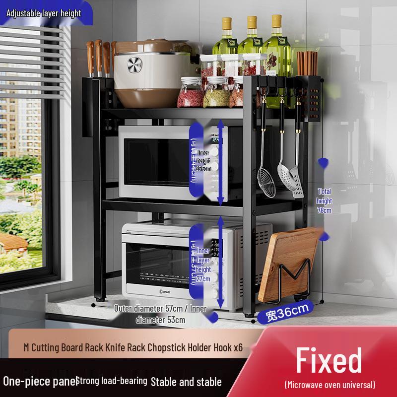 Adjustable Microwave & Kitchen Storage Rack for Countertop - Oven, Rice Cooker & Spice Organizer