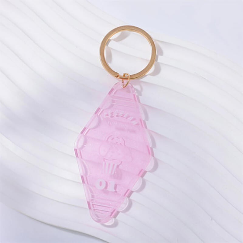 Acrylic Hologram Teddy Bear Ice Cream Hotel Keychain Yellow