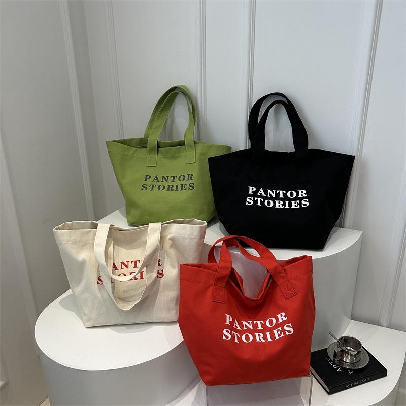 Large Capacity Alphabet Canvas Bag Literature and Art Student Commuting Class Shoulder Bag Going Out Shopping Tote Bag
