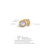 Yhpup Size 8 Stylish Unique Simulated Pearls Zirconia Finger Ring Gold & Platinum Plated Stainless Steel Geometry Retro Jewelry