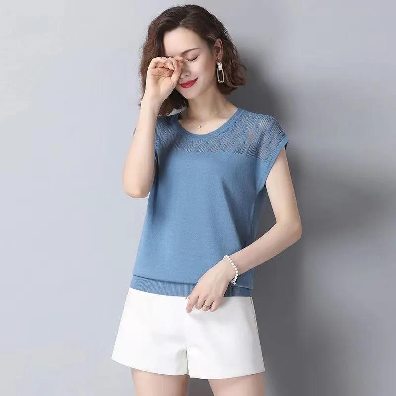 Summer Women's Loose All-match Sunscreen Shirts Thin Tops Knitted Bottoming Shirts