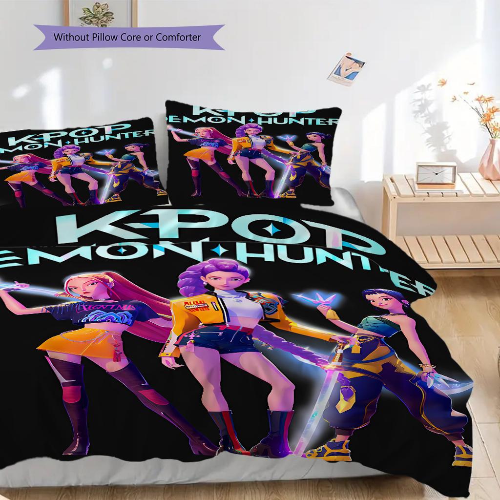 K-Pop Themed Poster Bedding, Duvet Cover, Pillowcase, Home Decoration, Birthday Gift (1 * Duvet Cover+2 * Pillowcase, Coreless)