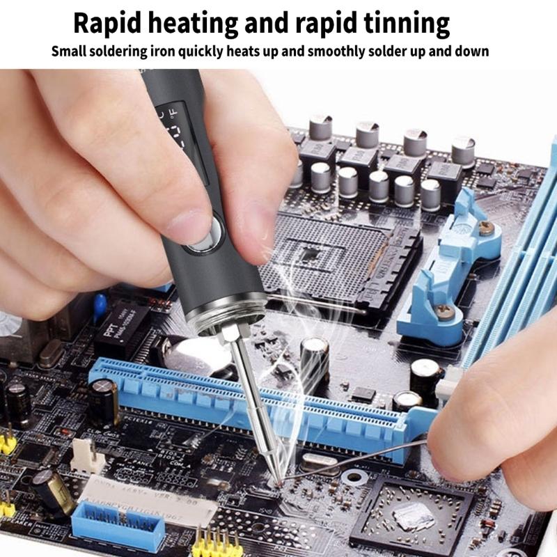 USB Soldering Iron Adjustable Temperature Rapid Heating Welding Tool for Home Repairs and Small Electronics Projects