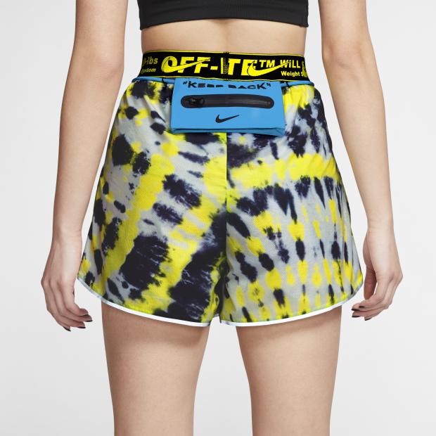 Nike X OFF-WHITE Tie Dye Casual Sport Drawstring Shorts Women Bottoms Fluorescent-Yellow CK4809-702