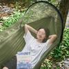 2-In-1 Camping Hammock with Mosquito Net Ultralight Parachute Nylon Hanging Bed for Outdoor Survival Travel Backyard Mosquito Net Swing Basket