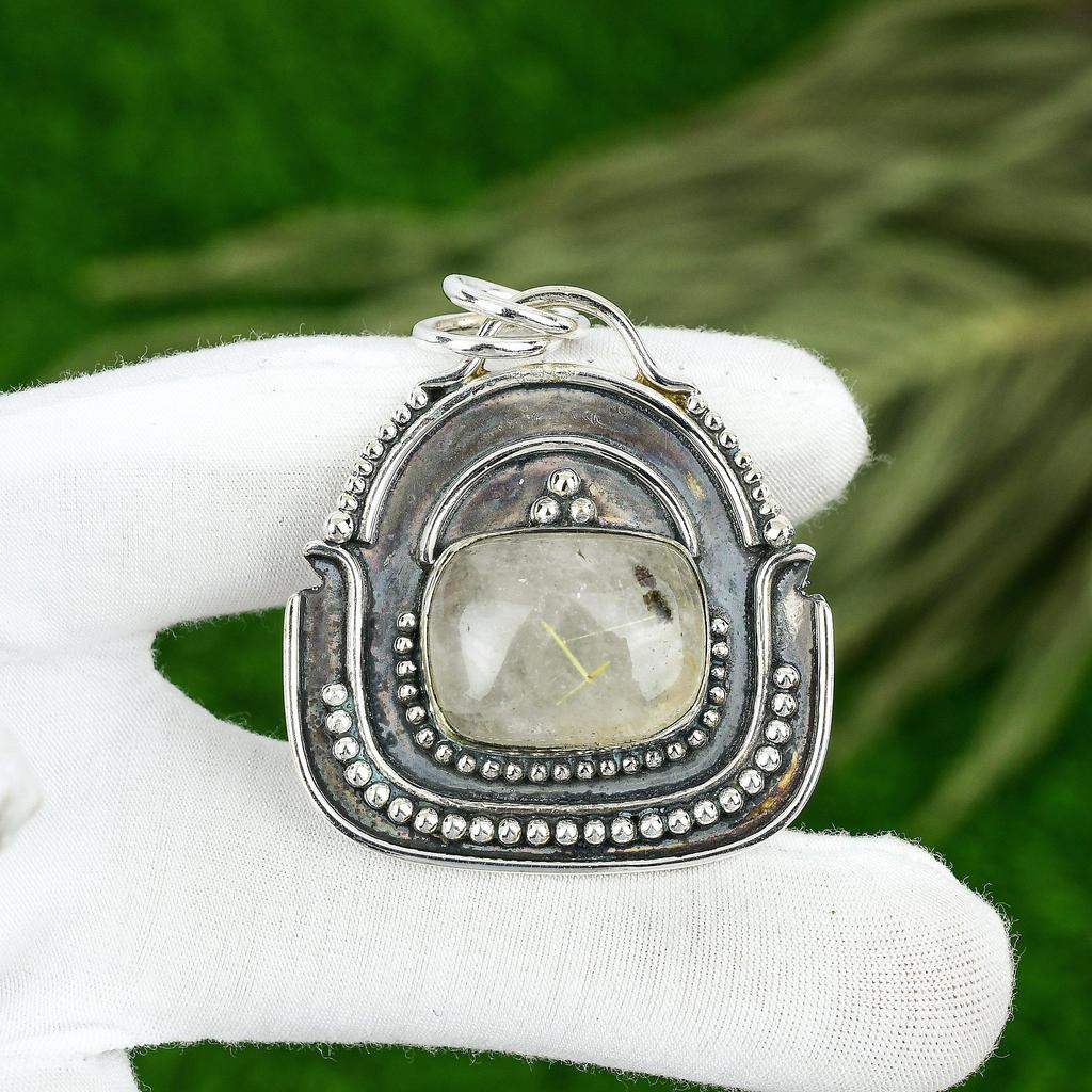 Schwestern-Tag Sale 925 Sterlingsilber Goldener Rutilstein Tochter Lünettenanhänger