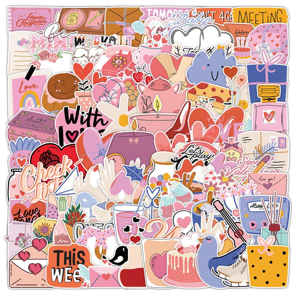 100 Valentine's Day Graffiti Stickers Suitcase Car Notebook Skateboard Water Cup Waterproof Decorative Stickers