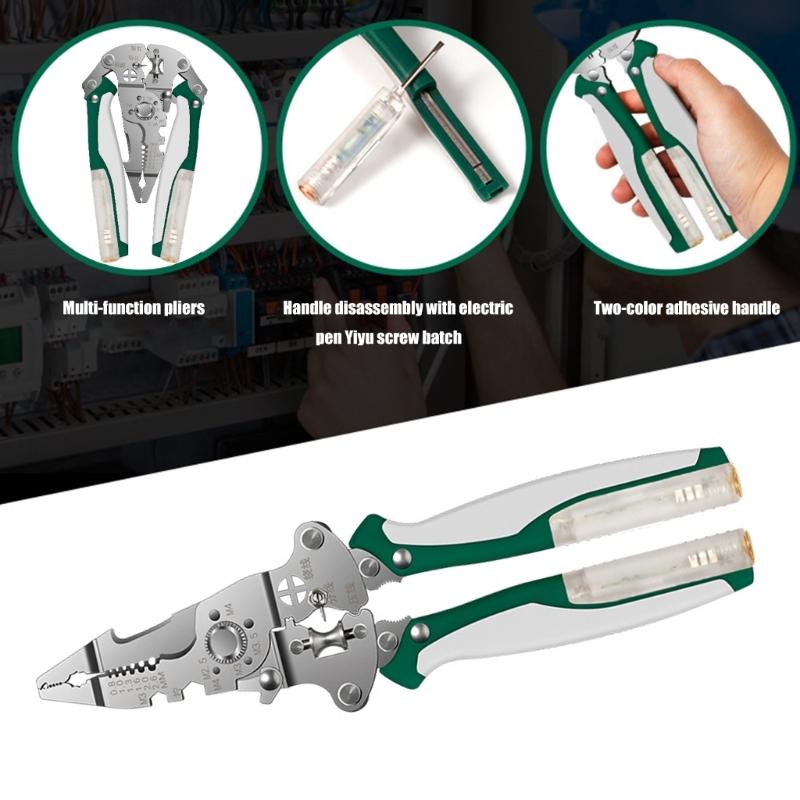 Ergonomic Handle Folding Wire Stripper With Built In Voltage Tester Electrical Tool For Safe Electrical Work
