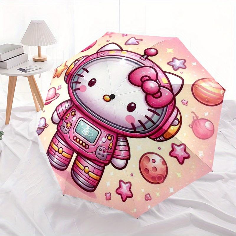 1pc Hello Kitty Astronaut Space Umbrella with Plastic Handle,Suitable for All Seasons Home Travel Outdoor UmbrellaSanlio454