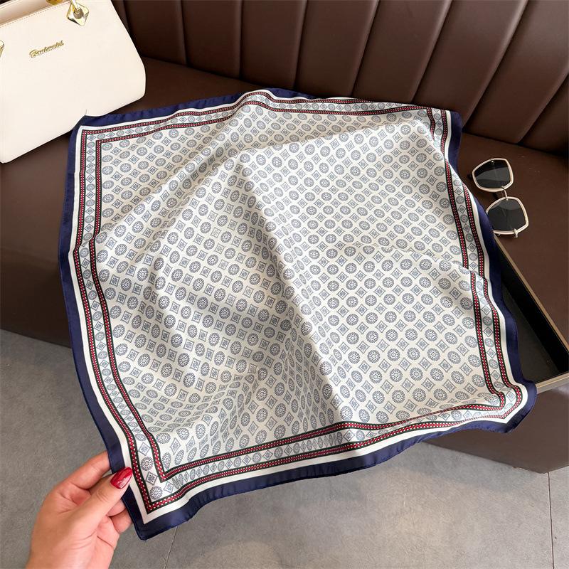 70*70cm Square Silk Scarfs for Women Retro Print Decorate Head Scarf Neckerchief Female Neck Tie Soft Hijab Foulard Hairband New