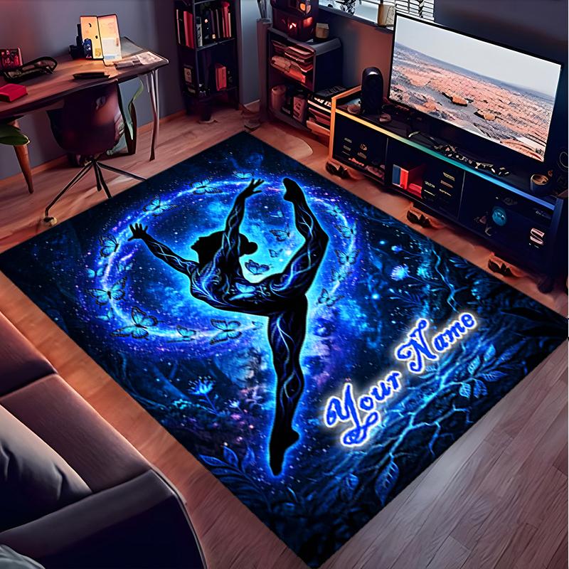 1PC Custom Name Dreams Blue Lights Theme Floor Mat Ideal for Living Room, Game Rooms, Office, Bedroom,Floor Mat Playful Design