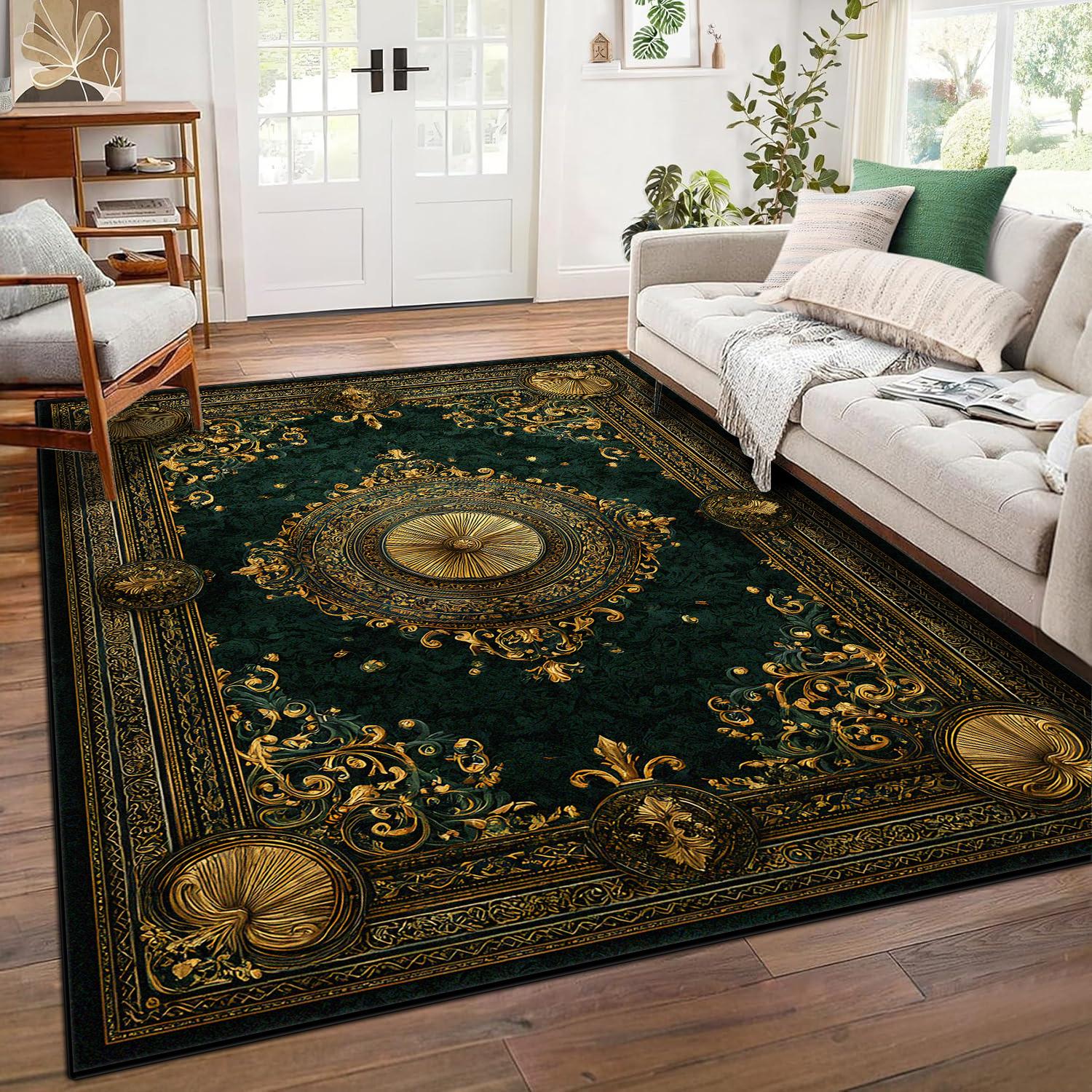 

Green Luxury Classical Carpets Fluffy Study Decoration Bedroom Living Room Aesthetic Rugs Antiskid Washable Mats Customizable 50x80cm