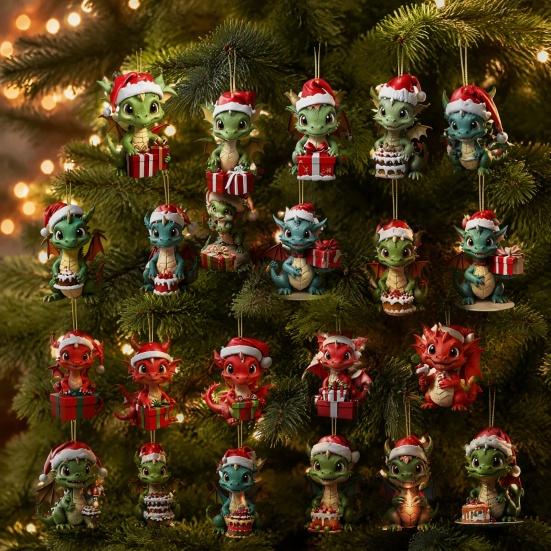 Creative Christmas Countdown Calendar Dragon Advent Calendars 2026, 24 Days with Party Favors 2D Acrylic Ornaments, Collectible Figures for Tree Home
