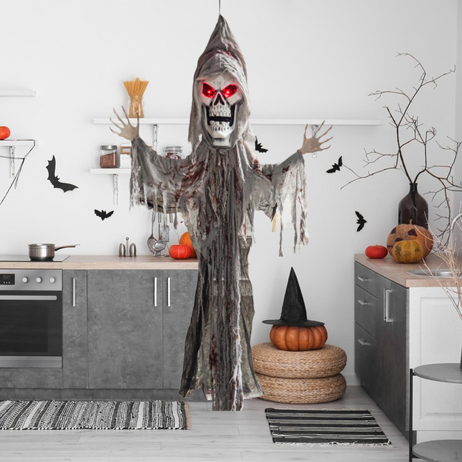 

Halloween Hanging Decor Creepy Grim Spectre Haunted House Prop for Front Yard Lawn 220x115cm сірий колір