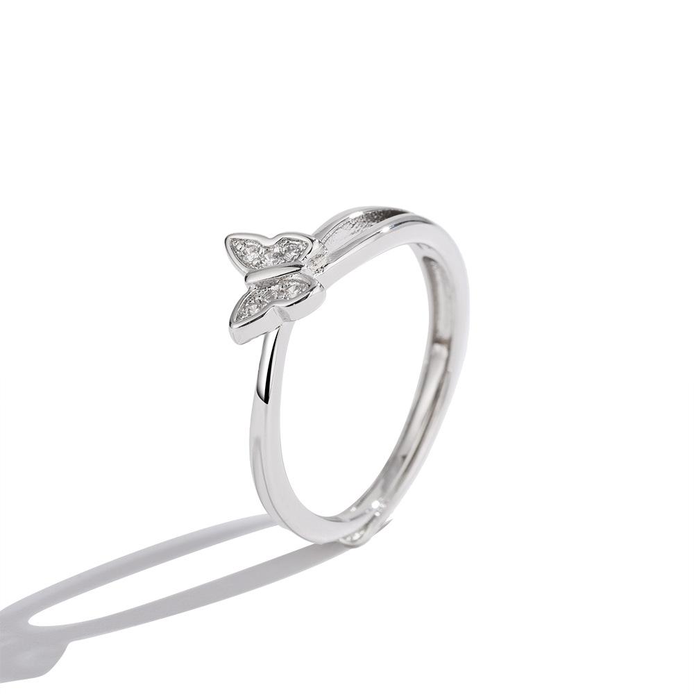 Plated 18k Seiko Flash Diamond Butterfly Ring Simple Ins Cold Wind Ring