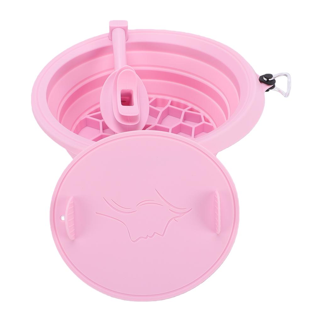 Ice Face Bowl with Breathing Tube Foldable Ergonomic 30 Degree Angle Facial Ice Bath Bowl Pink