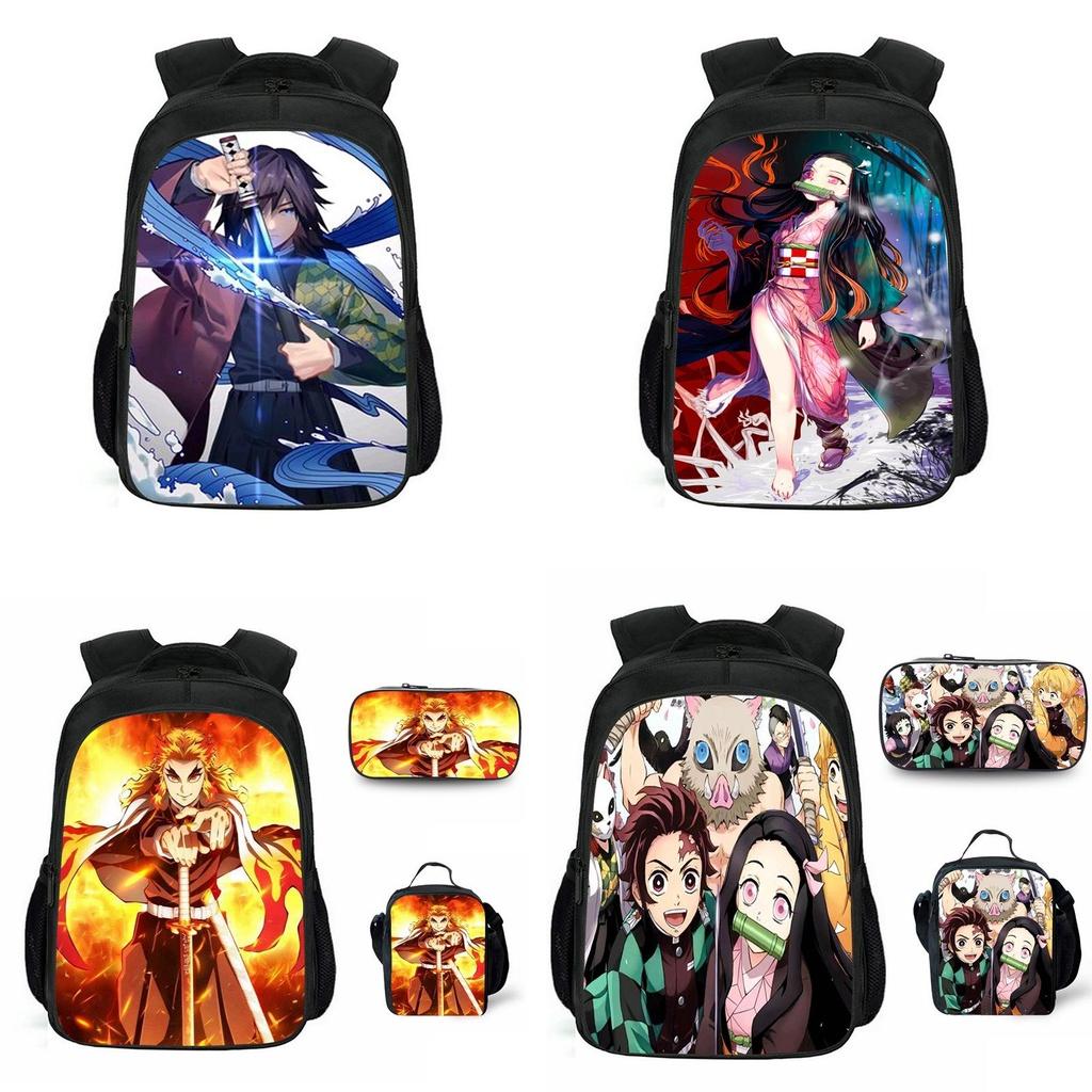 Fashionable Demon Slayer Kimetsu No Yaiba Print Schoolbag Ideal For Students And Fans