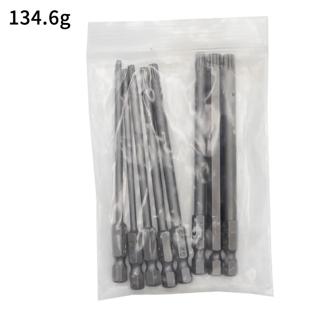 8Pc 100mm S2 Magnetic Hexagonal Hollow Plum Blossom Hole Handle Screwdriver Head Hand Electric Drill Pneumatic Tool Accessories