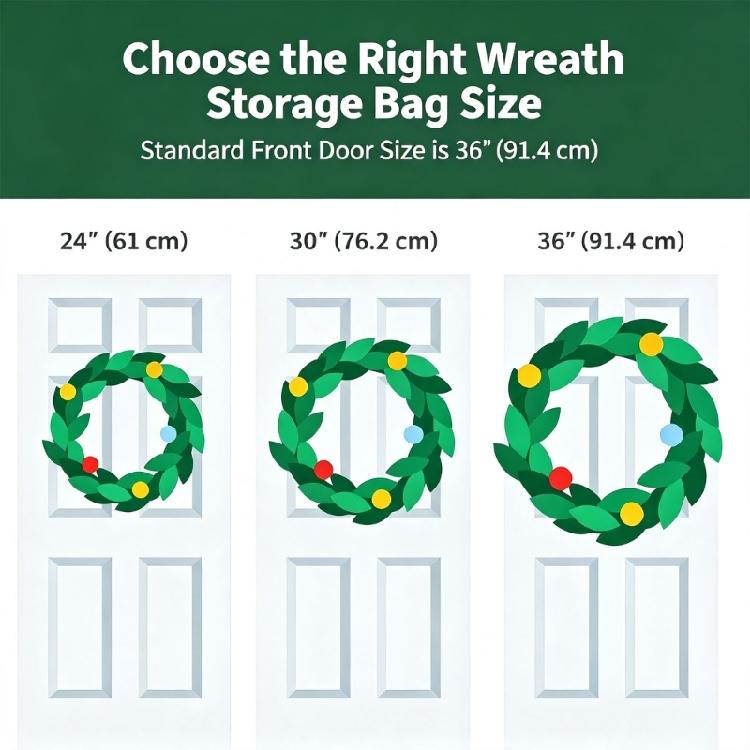 Home Wreath Storage Bag, Round Fabric Case with Carry Handle for Holiday Closet Organization and Shelf Storage