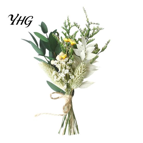 DIY Craft Dried Flowers Flower Boutonniere, Preserved Wedding Corsage, Rustic Natural Dry Retro Style Boutonnieres Brooch Pin for Groom Bride