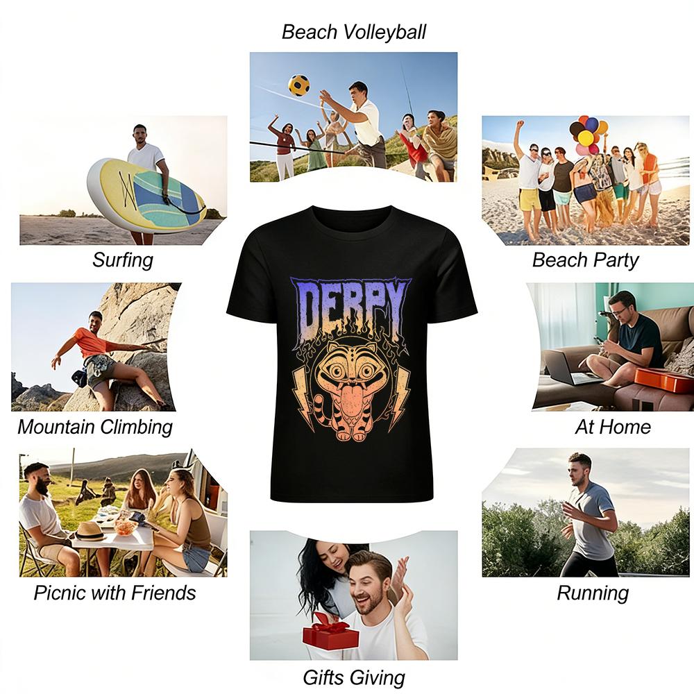 Derpy Drooling Tiger Print T-shirt Vintage Gradient Casual Tee For Men And Women Pure Cotton T-shirt