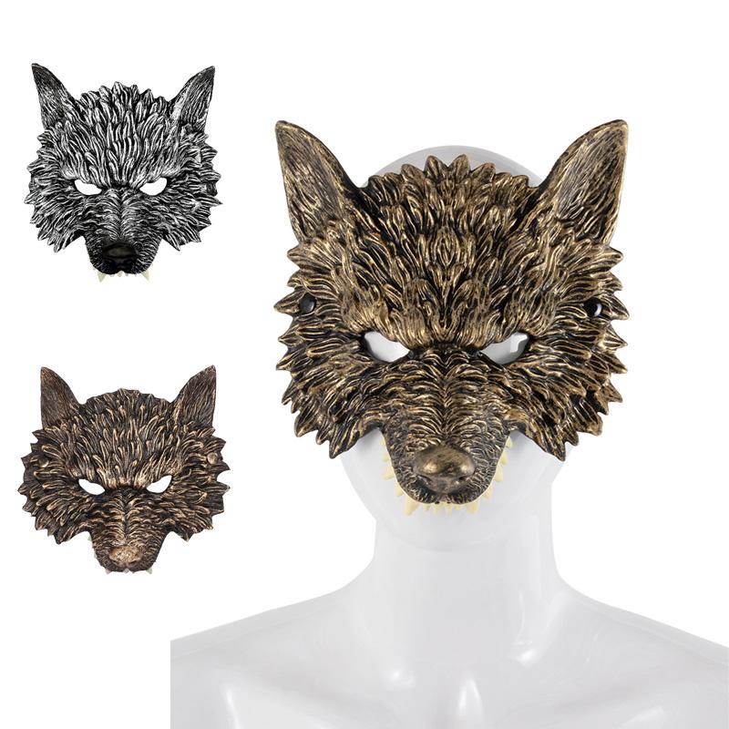 1PC Half Face 3D Animal Mask Cosplay Wolf Head Mask Realistic Costume Accessories Props Werewolf Mask PU Foam