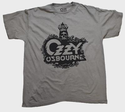 Ozzy Osbourne Mens Ozzy Osbourne Crown Skull Logo Gray Shirt New Medium