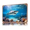 Shark Swimming In Ocean Personalized D Textured Metal Poster Wall Art Tinplate Sign for Home Decor Room Accessories House Items