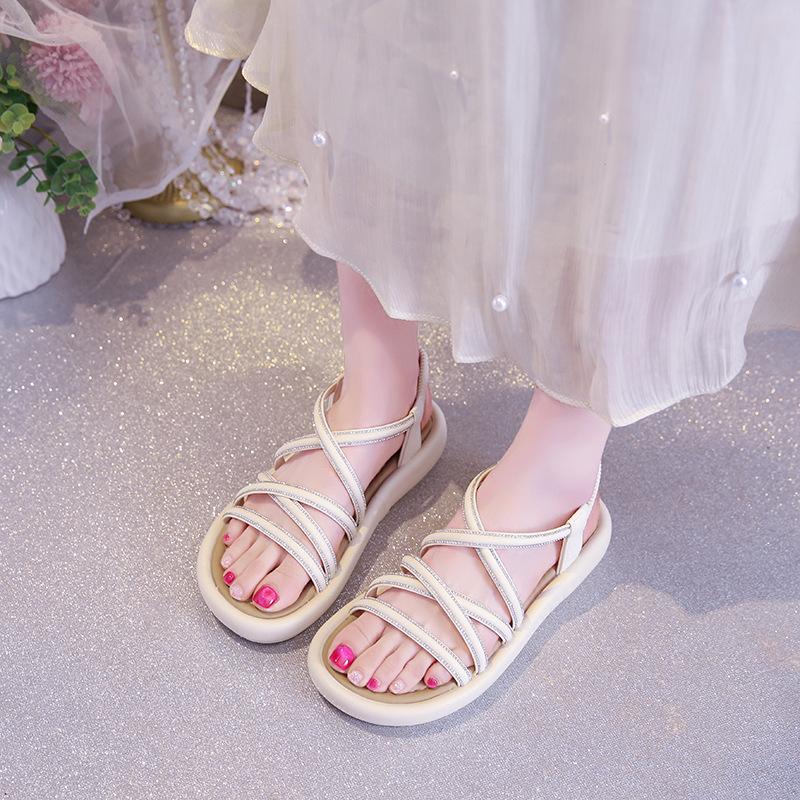 

Large size women s shoes 41-43 wide fat feet small fragrant soft sole Roman sandals female summer fairy fashion seaside beach shoes 42 бежевый