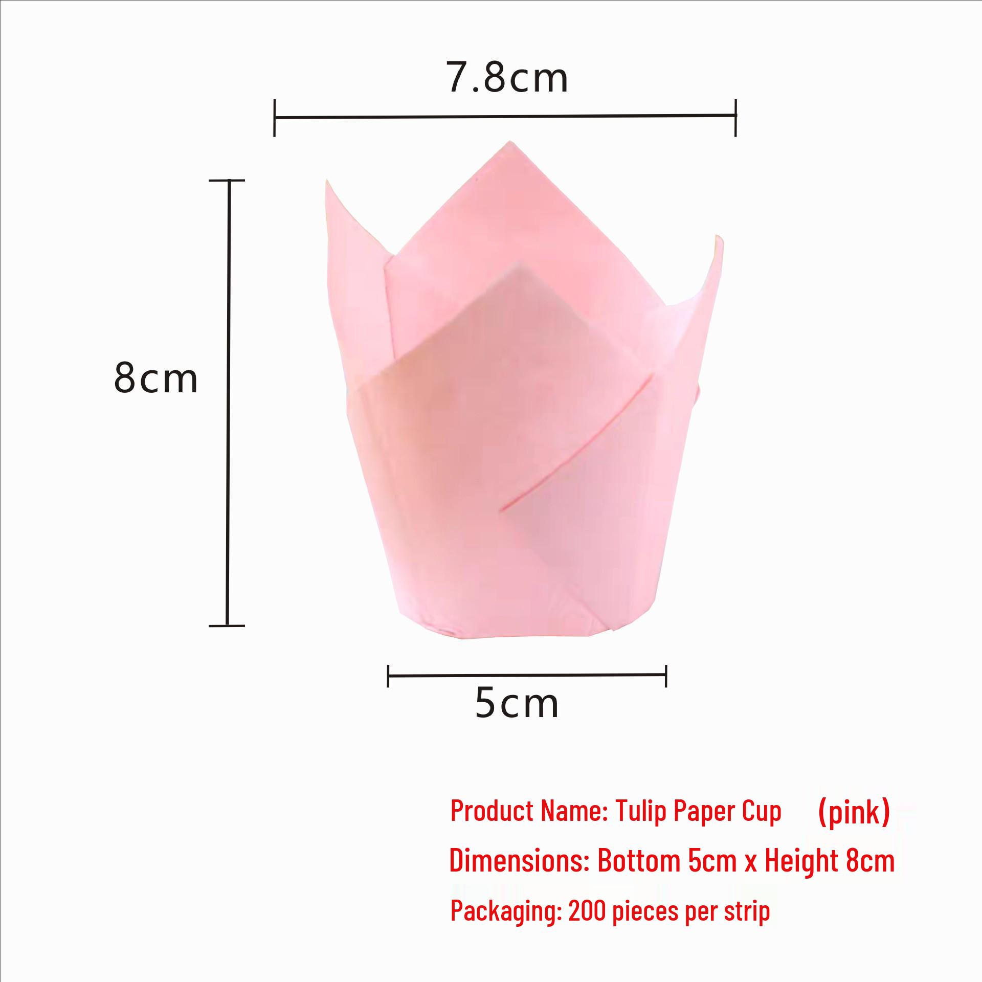 Tulip Oil-Proof High-Temperature Baking Paper Cups - Food Grade Disposable Muffin Liners Pink Tulip Cup [15*15cm]