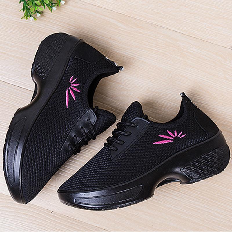 Fashion Woman Platform Mesh Jazz Shoes Ladies Modern Soft Outsole Dance Sneakers Breathable Lightweight Dancing Fitness Shoes