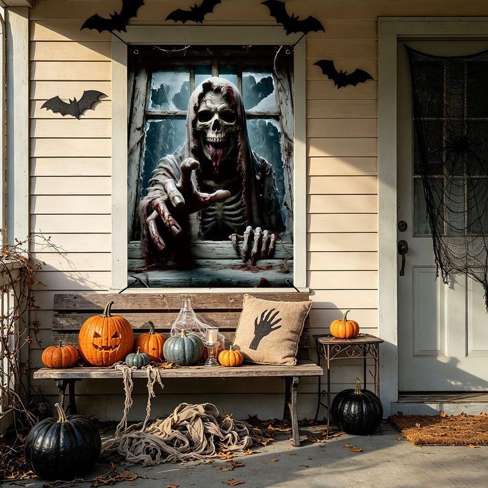 Multicolor Fake Window Banner Large Size Halloween Party Backdrop Party Ornament