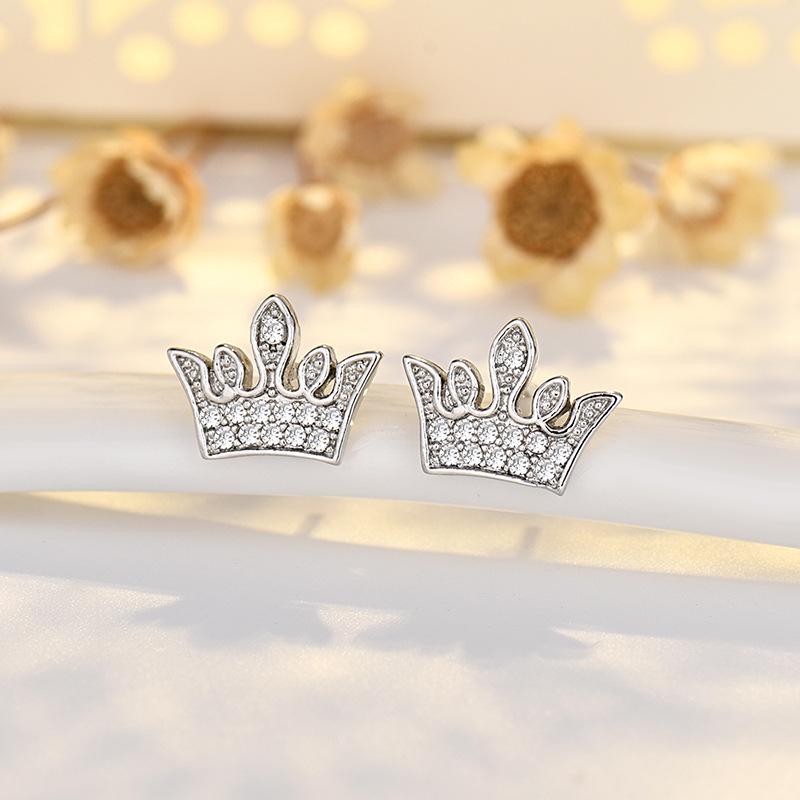 Серьги-короны для женщин, новый стиль, индивидуальный дизайн и легкий роскошный темперамент, микро-инкрустированные позолоченные серьги