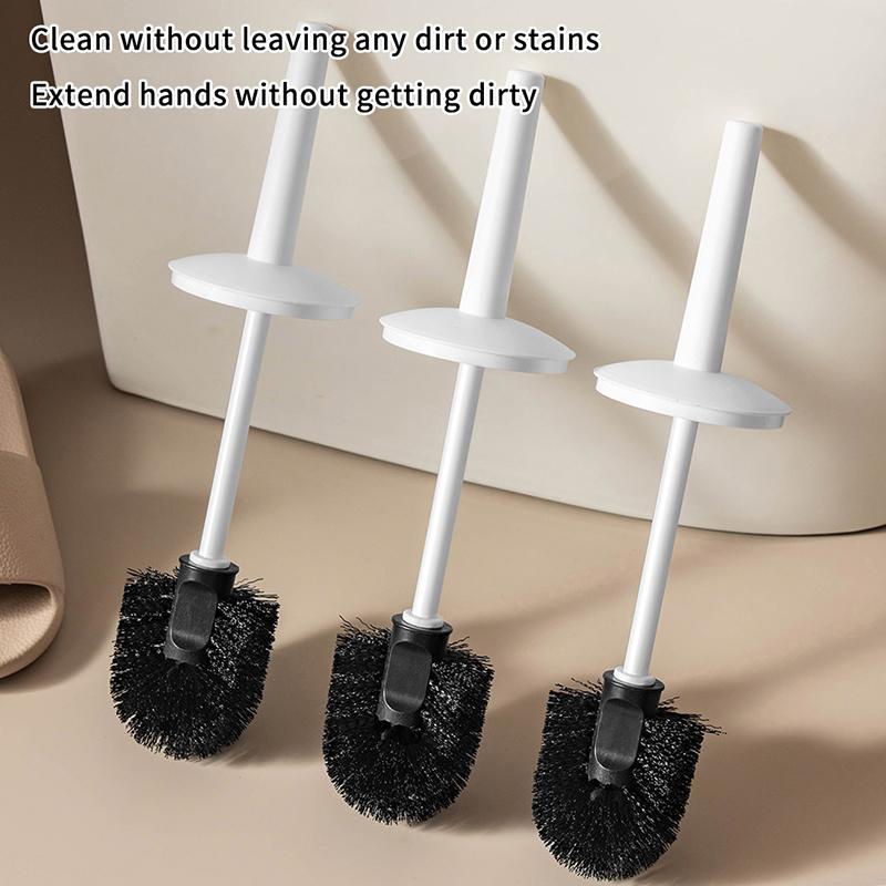 1 Set Soft Bristle Plastic Toilet Cleaning Brush Splash Proof Handle Toilet Brush With Base Bathroom Toilet Cleaning Tools