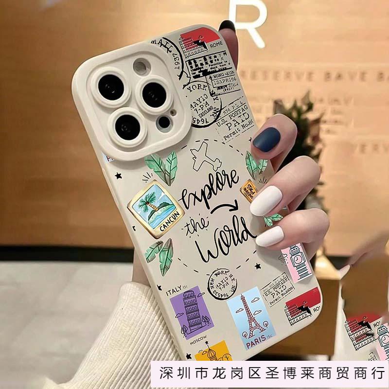 Simple Plane Travel Line for iPhone11/12/13/14/15 Apple 16ProMax Mobile Phone Case