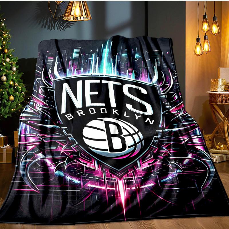 Brooklyn Basketball Team Blanket Flannel Throw for Sofa, Indoor, Camping, Living Room, Office, Chair, And Bed Soft Birthday Gift