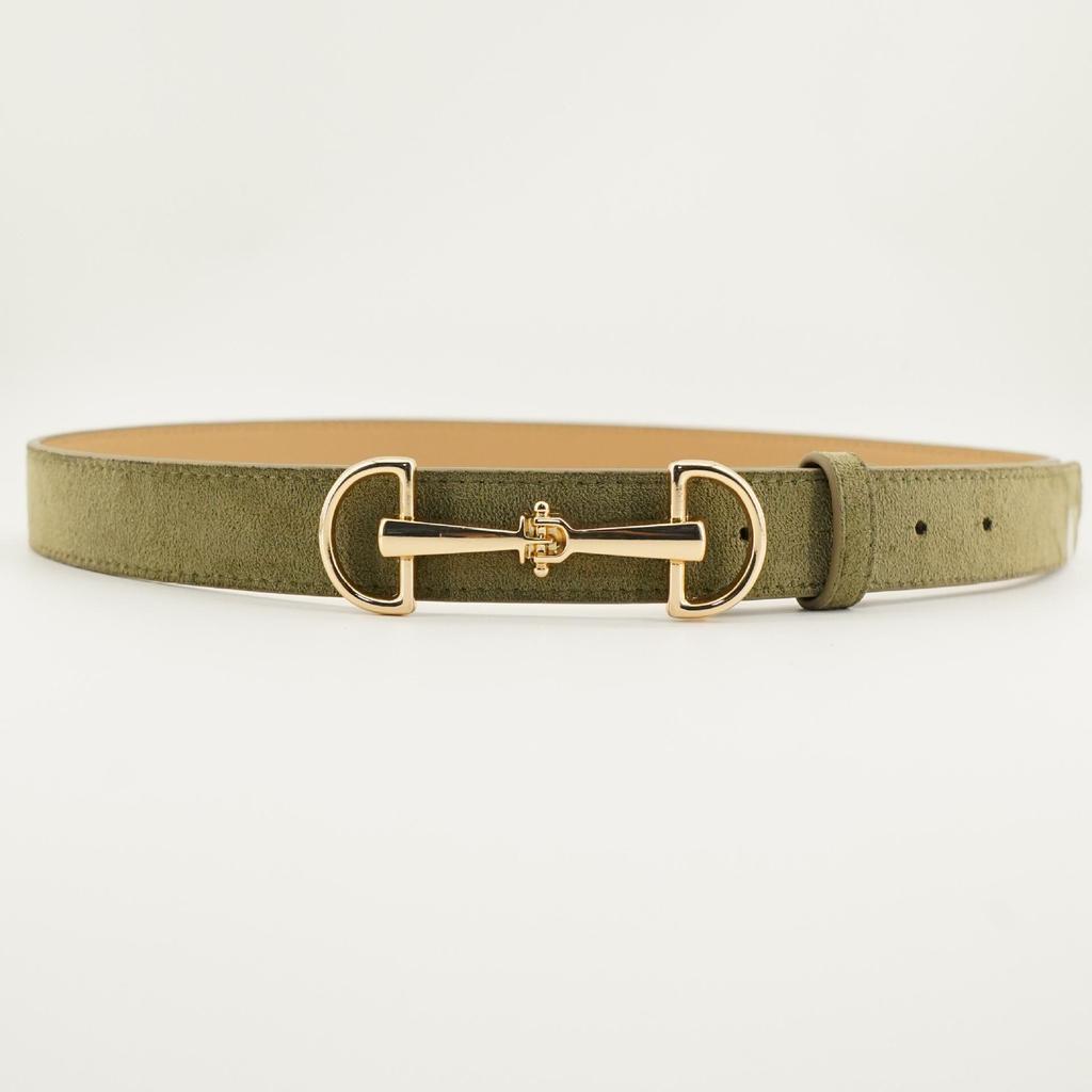 Retro Double Ring Snaffle Buckle Suede Belt for Women - Versatile Waist Cincher Accessory