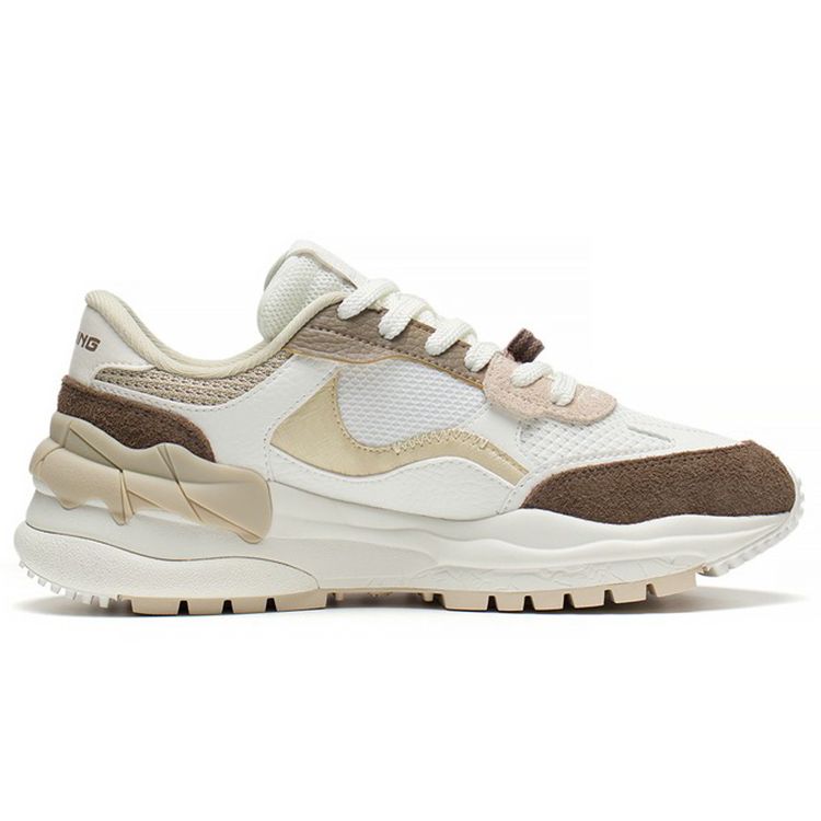 Li Ning Origin CF Fabric Leather Thick Sole Shock Absorbing Non-Slip Wear-Resistant Breathable Lightweight Low-Top Sports Casual Shoes AGLS158-1