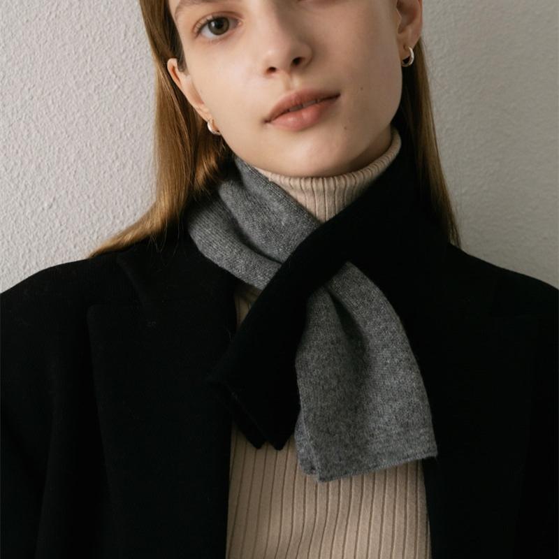 Color Block Cross Scarf Cashmere Like Knit Warm Versatile Student Neck Warmer