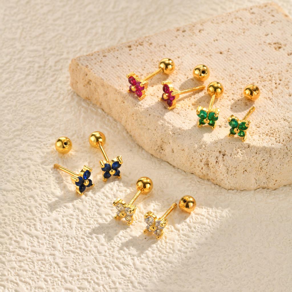 Stainless Steel Cartilage Earrings Butterfly CZ Studs Hypoallergenic Piercing Jewelry for Women Girls, Cubic Zirconia Ear Stud