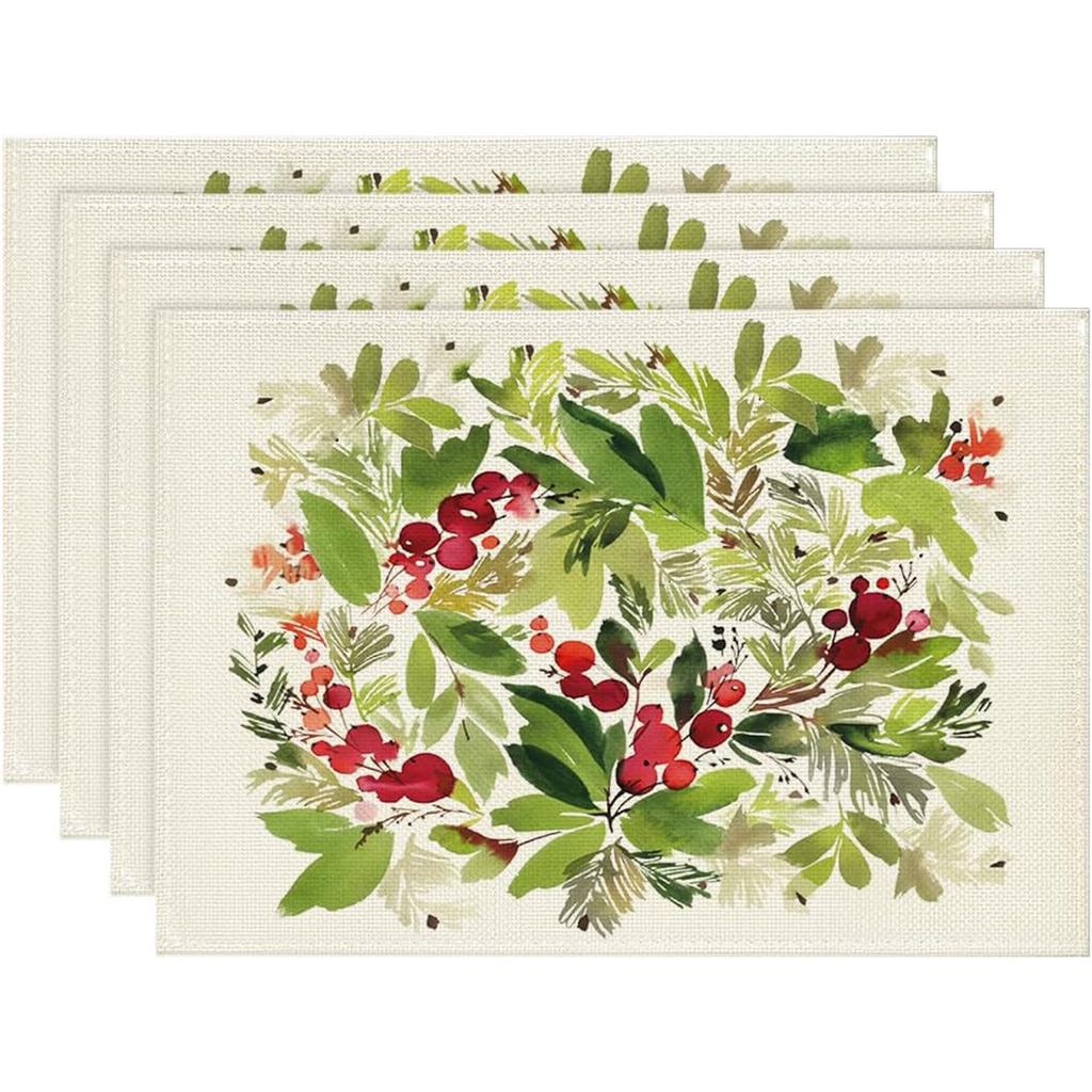 Christmas 4pcs Seasonal Winter Christmas Table Mats for Party Kitchen Dining Decoration