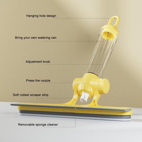 Glass Scraper Ergonomic Handle 3-in-1 Window Cleaning Tool with Spray