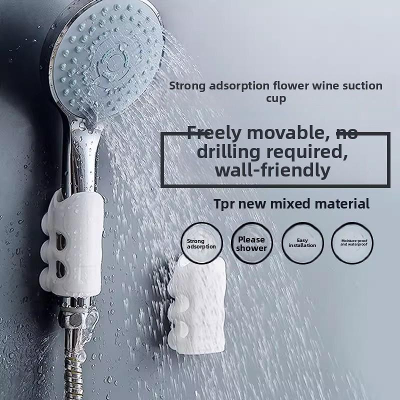 Silicone Shower Head Bracket, No Need for Drilling, Suction Cup, Movable Flower Drying and Fixing Magic Hanging Rack