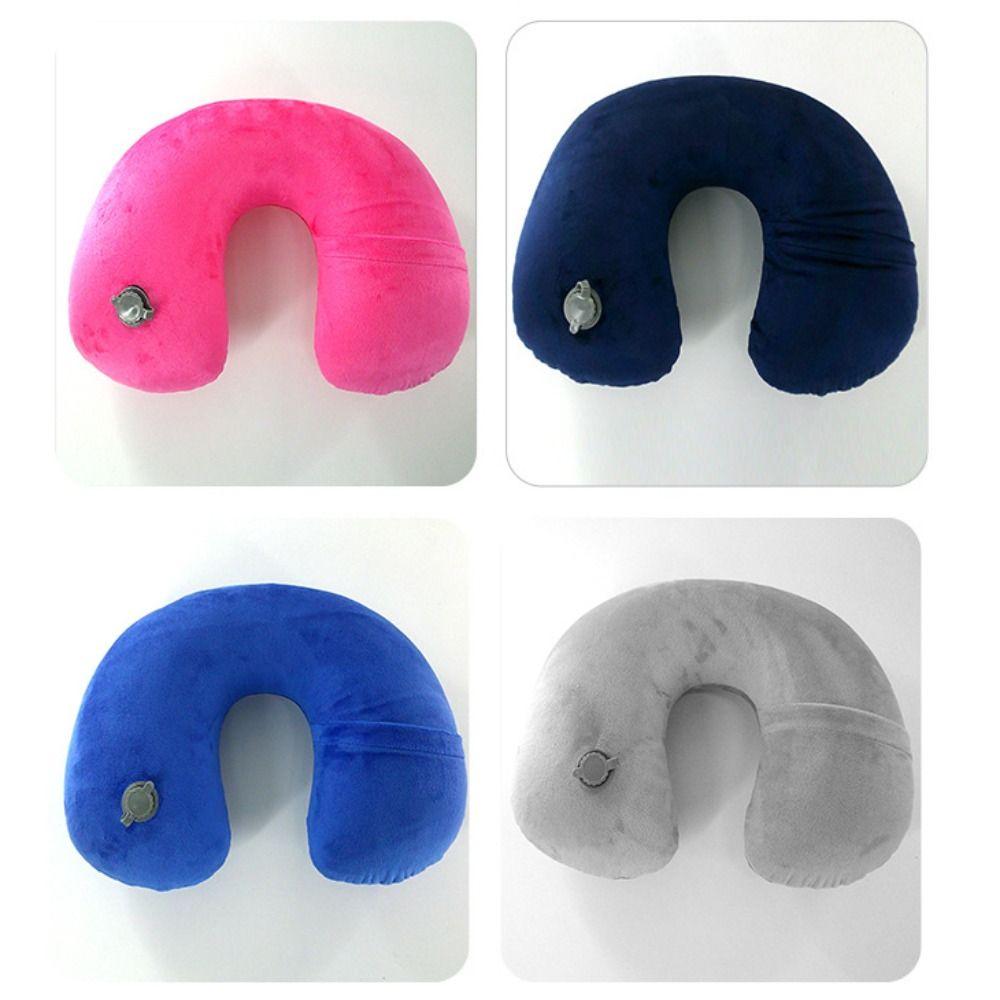 

Portable U-shaped Pillow Plush Cover Travel Head Cushion Cervical Spine Support темно-синього кольору