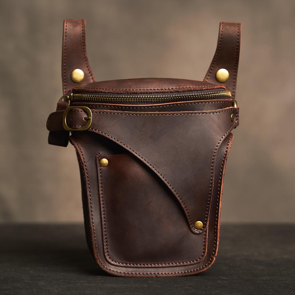 Genuine Leather Men's Waist Bag Retro style Phone Multifunctional Fashion Key Wallet Sports Phone Waist Bags For 6.5 In Phone