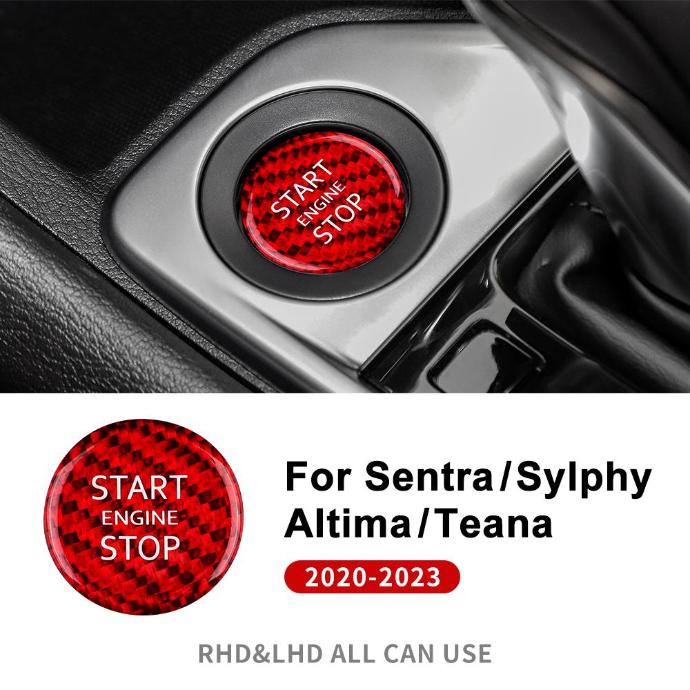 

Real Hard Carbon Fiber Start Engine Stop Button Sticker For Nissan Sylphy Sentra Altima Teana 2020 2025 2025 2025 Interior Trim червоний
