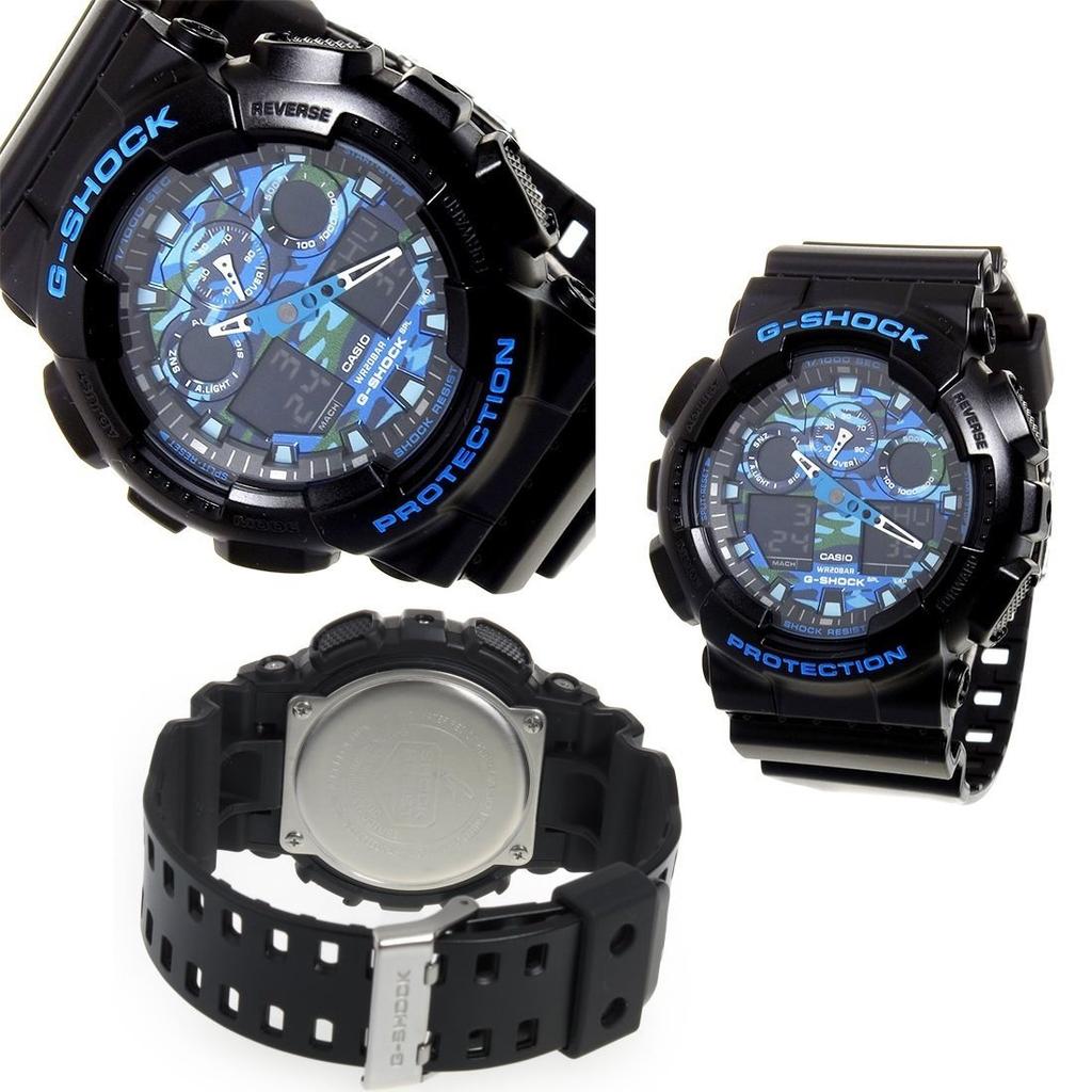 Forces Police Officer Camouflage Blue Camouflage Camouflage 20 ATM Water Resistant Plastic Strap Watch Self-Defense G-SHOCK Men's (GA-100CB-1A