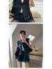 Women's Plus Size Designer Denim Two-Piece Set: Summer Vest Jacket & Shorts